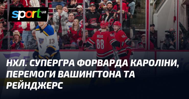 НХЛ. Вражаюча гра нападаючого з Кароліни, тріумф Вашингтона та Рейнджерс.